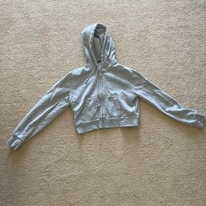 Brandy Melville Grey Cropped Crystal Hoodie